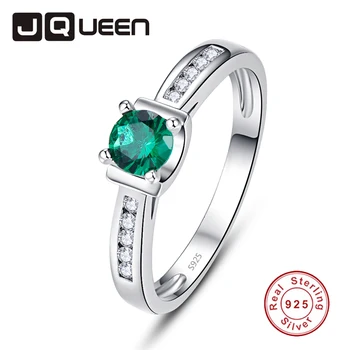 

JQUEEN Hollow Five-pointed Star Round Emerald For Women 925 Sterling Silver Wedding Romantic bijoux Ring anel Female Fine Jewelr