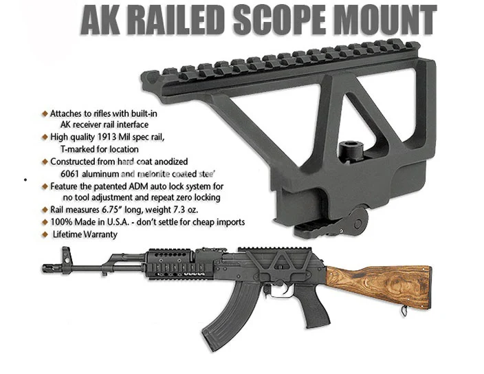 

AK Railed Scope Mount Picatinny Side Rail Mounting For AK 47 AK 74 Hunting Rifle Scope 2-0005