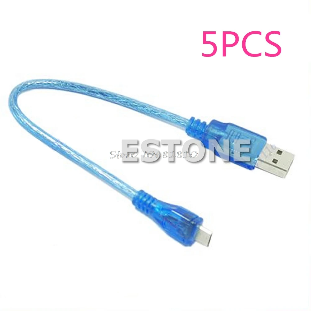 5Pcs/Lot Short USB 2.0 A Male to B Male Micro 5 Pin Data Cable Drop