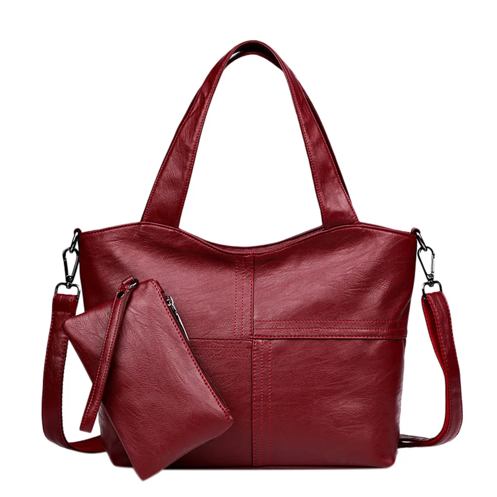 

2Pcs Women's Pattern Pure Color Bags Hangbags Ladies Handbag+Wallets sac a main femme Womens Messenger Totes Female Mujer