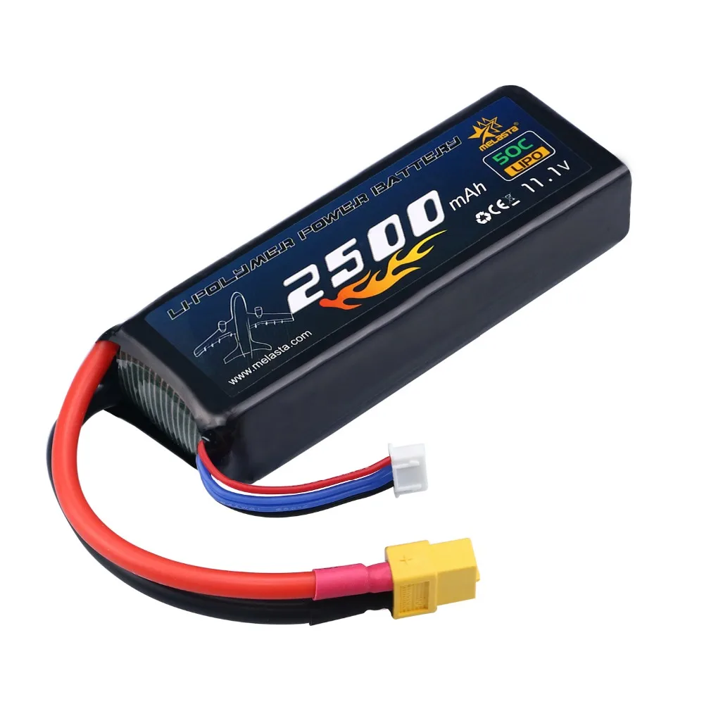 Melasta 2500mAh 3S 11,1 V 50C LiPo RC батарея 14AWG с разъемом XT60 для гоночного автомобиля RC грузовика