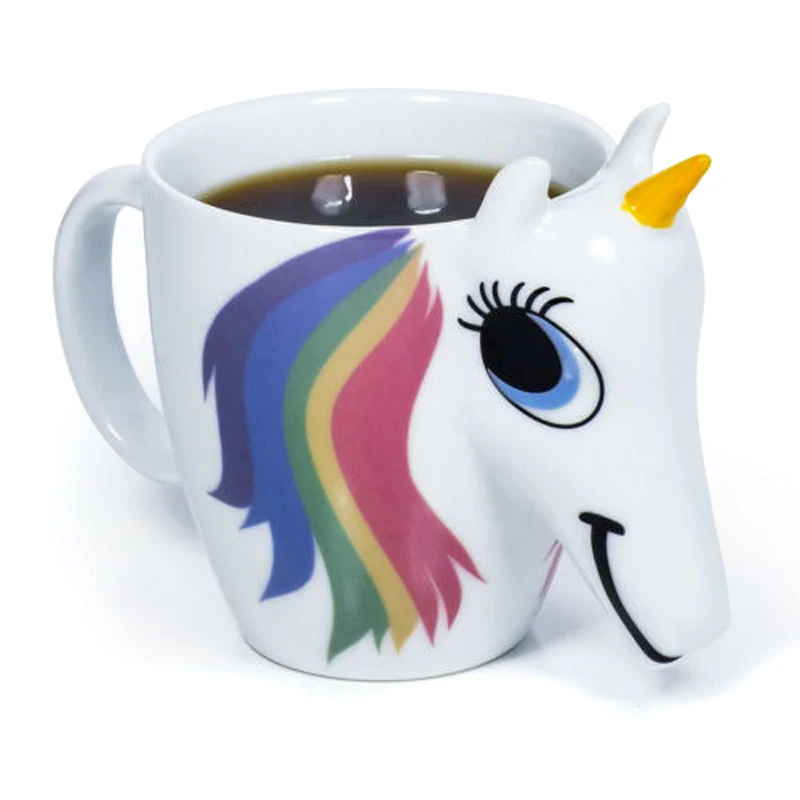 New 3D Unicorn Ceramic Color Changing Mug Original Heat Sensitive Magic Creative Cartoon Cute Gift Ceramic Coffee Cups