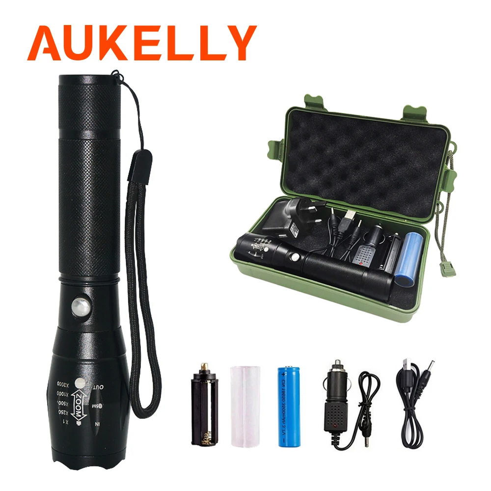 

High Power Military Tactical Flashlight Long Range TorchLight Zoomable Waterproof Hunting Lantern Self Defense Rechargeable Lamp