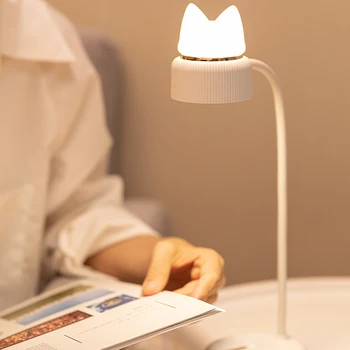 

Silicone Lamp USB Cat-ear Lamp Dual Lighting Source Adjustable Brightness Eyes Protection for Study Room Business night light