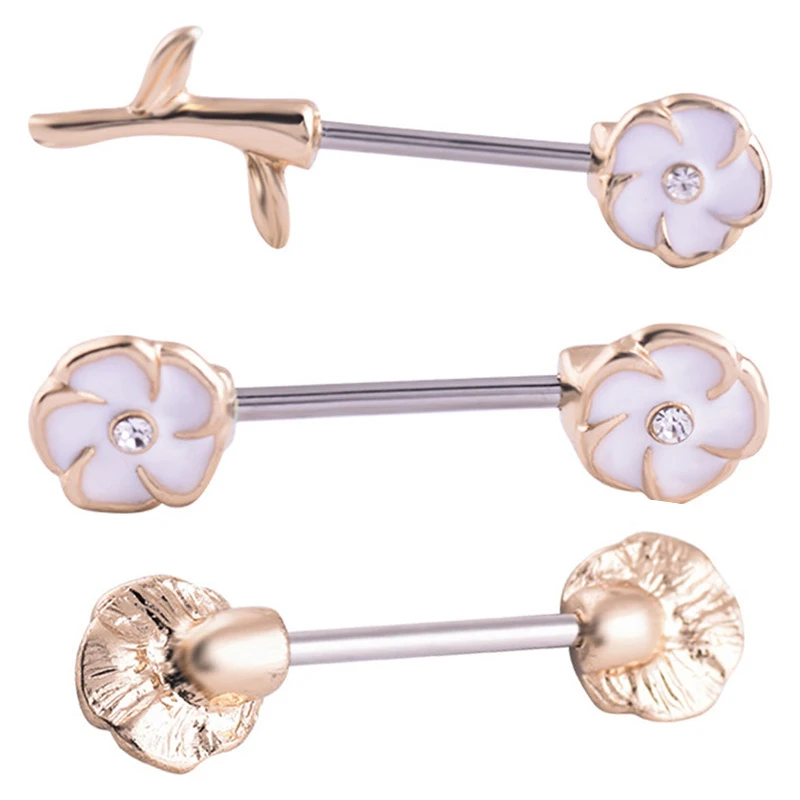 1PC Punk Nipple Barbell Piercing Sexy Flower Bar Rings Jewelry Creative Punk Body Jewellery Women Gift 1PC Punk Nipple Barbell Piercing Sexy Flower Bar Rings Jewelry Creative Punk Body Jewellery Women Gift