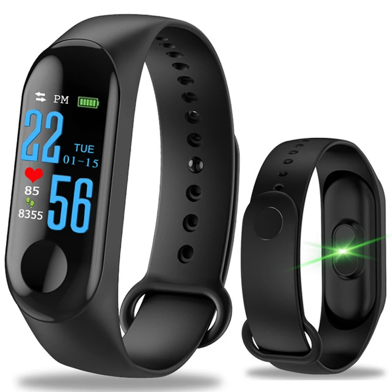 50 шт./лот M3 смарт-браслет для Android iOS Smartband крови Давление монитор сердечного ритма шагомер M3 браслет - Цвет: black