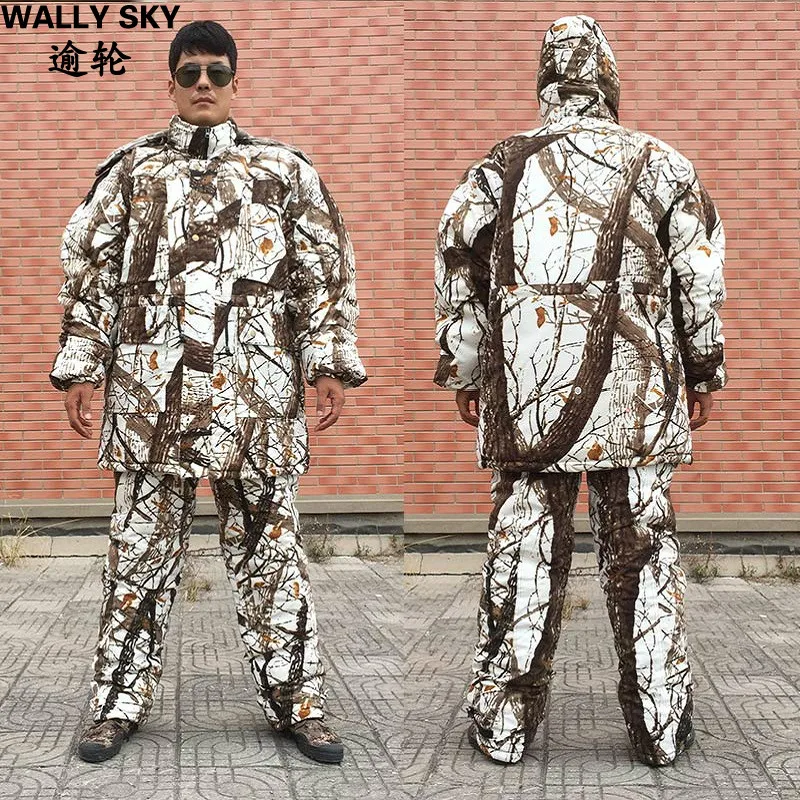 

Bionic Snow Camouflage Cotton Padded Clothes Winter Skiing Hunting Camo Suit Water Resistant Windproof Breathable Warm Sets