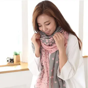 

1PC Lovely Fashion Women Soft Cotton Lady Comfortable Long Neck Large Scarf Shawl Voile Stole Dot Warm Scarves Gift