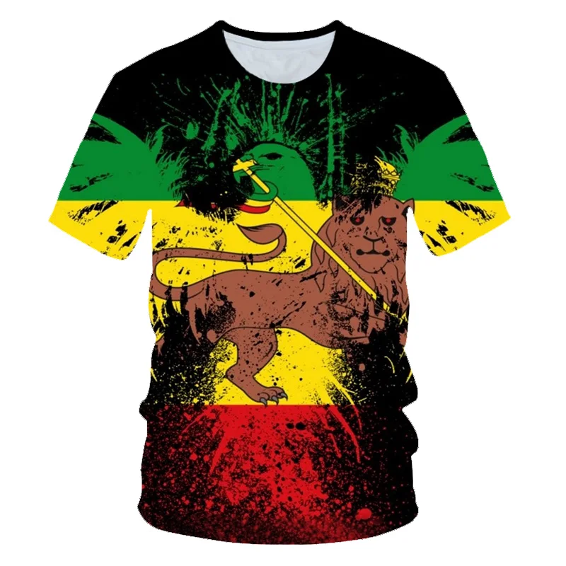 Летняя мужская футболка растафари с 3D принтом льва, с флагом, короткий рукав, раста растафариан, 420 сорняков, унисекс, топ, футболка - Цвет: DT-130