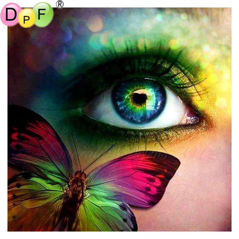 

DPF Needlework Eyes & butterflies 5D Diy diamond painting diamond embroidery Cross Stitch full square wall decor painting