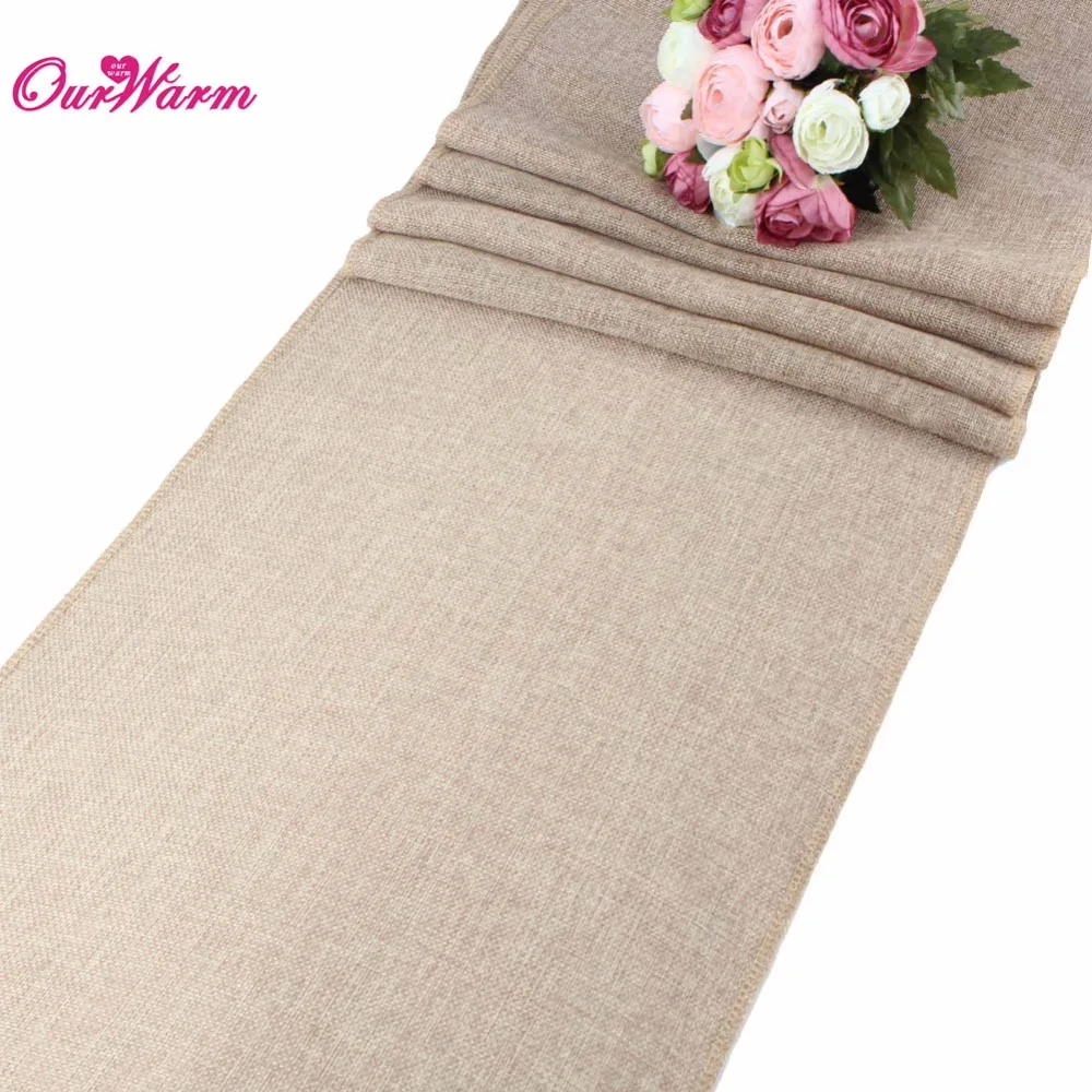10pcs Khaki/Gray Natural Jute Table Runner for Wedding Party Table