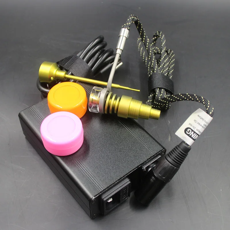 Black Electric Dab Nail Kits Heating Coil Golden Quartz Titanium Nail