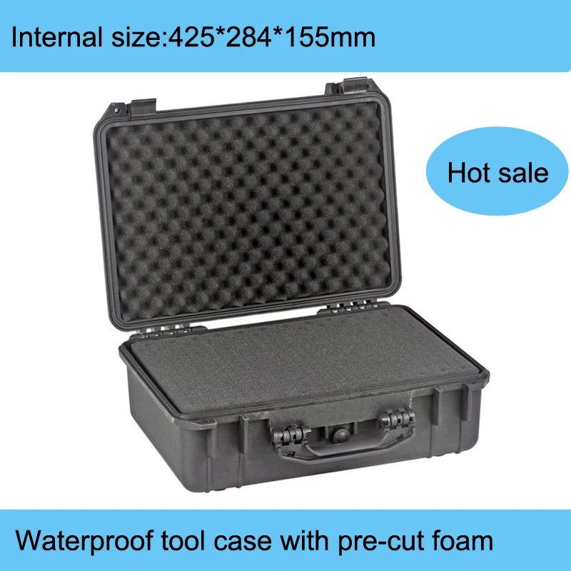 

high quality Waterproof tool case hard case Dustproof Protective toolbox Camera Case Instrument box suitcase with pre-cut foam