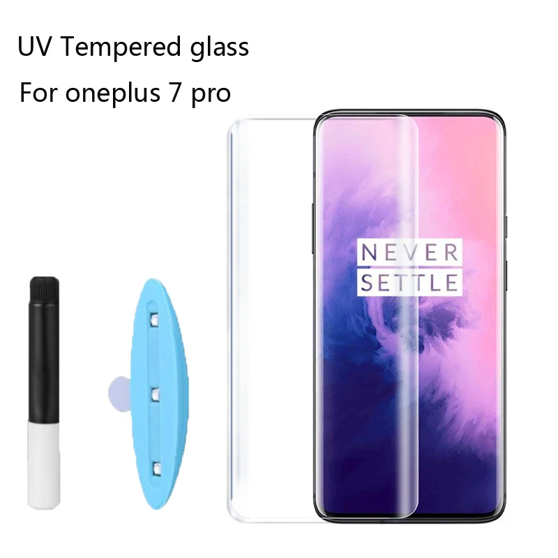 Ультрафиолетовый жидкий Полный Клей закаленное стекло для OnePlus 7 Pro Защитная