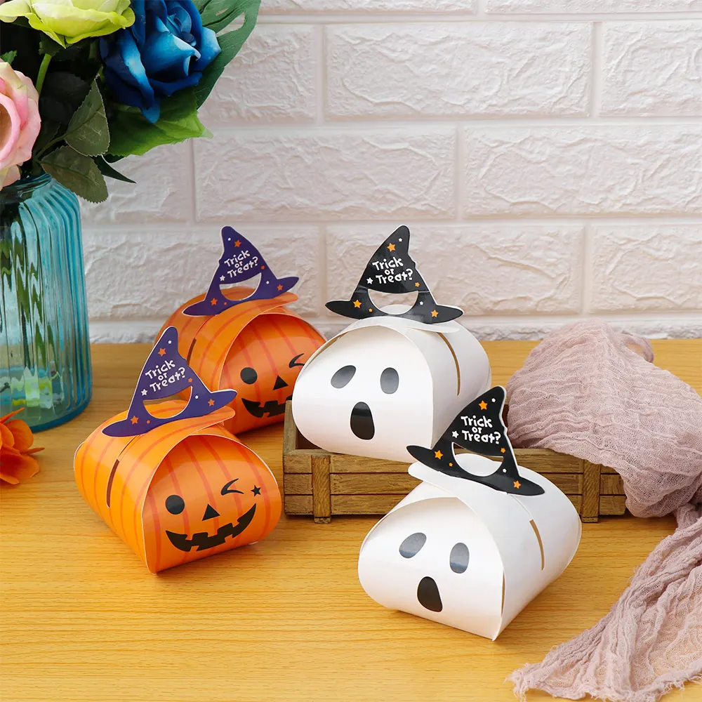 

5/10 PCS Happy Halloween Pumpkin Ghost Cake Candy Box Gift Bag Favour Party Supplies Paper Candy Boxes Home Decoration