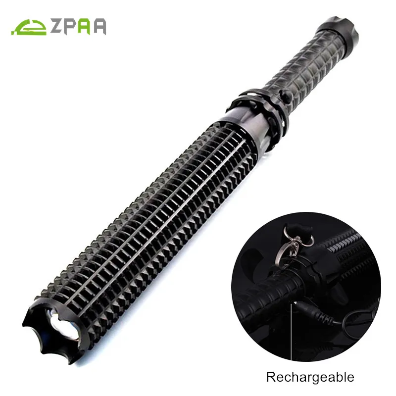 

ZPAA Powerful LED Flashlight Zoom XML L2 T6 self defense Lanterna Long Baseball Bat Torch Linternas18650 Telescopic Baton