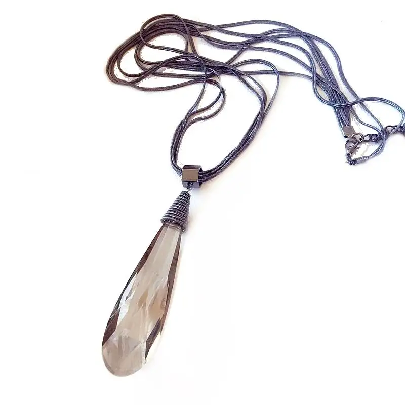 

Elegant Water Drop Big Crystal Long Necklace Women Bijoux Fashion Sweater Jewelry Accessories All Match