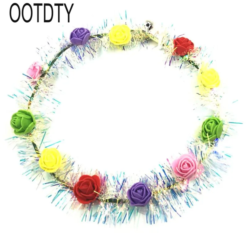 

Glowing Headwear LED Flower Floral Wreath Headdress For Children Girls Women Wedding Birthday Party