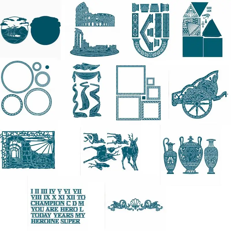 

Ancient Roman Numbers Building DIY Cutting Dies Stencil Scrapbooking Card Album Embossing Crafts Templates New Dies 2019