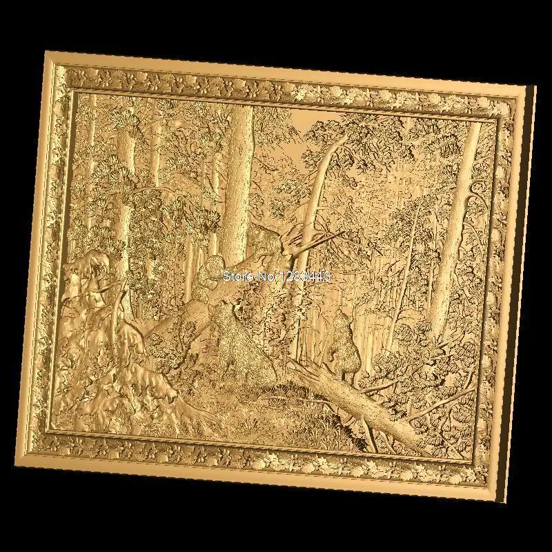 Medvedi 3D model relief figure STL format 3d model relief  for cnc in STL file format wood pellet maker