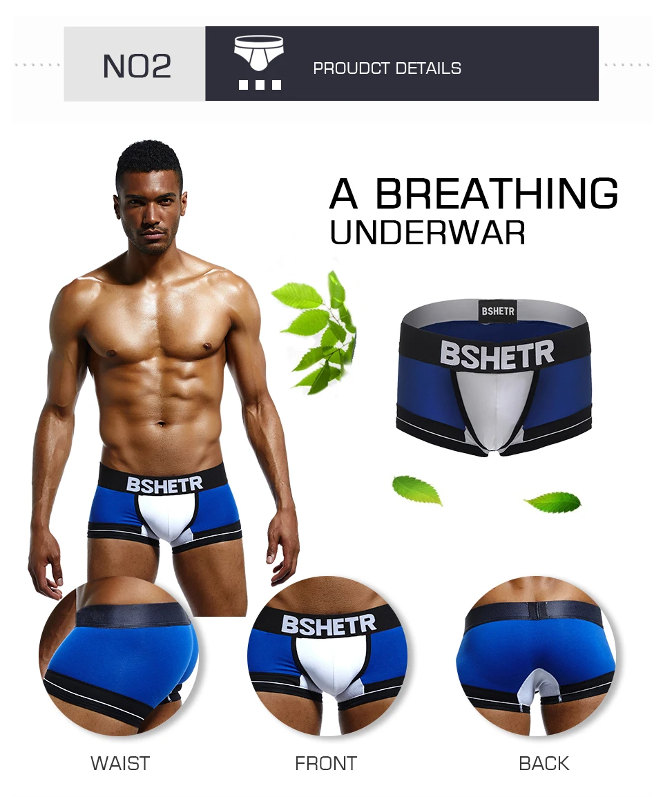 Hot BSHETR Brand Men's Boxer Shorts Cotton Men Underwear Sexy Men boxers Popular Male Panties 5 Colors Underpants Pouch Pants