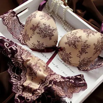 

Push Up Bra Lace Bra And Panty Set Women’s Embroidery Deep V Lingerie & Knickers