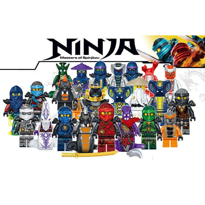 

24pcs/lot Compatible with Legoing NinjagoINGlys NINJA Heroes Kai Jay Cole Zane Nya Lloyd With Weapons Action Toy ninjago Figure