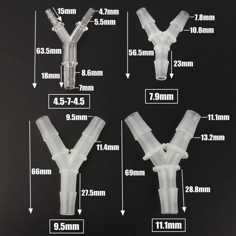 5 шт./лот 7,9-15,8 мм y-образные тройники соединители PP пластиковые пагода соединения аквариума аэратор шланг соединитель воздушный насос фитинги