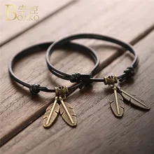 Ретро Браслет возлюбленной моды Черная веревка Ретро веревка рука цепь браслет ювелирные изделия для пары мужчин женщин Любовь Браслеты R5GDG