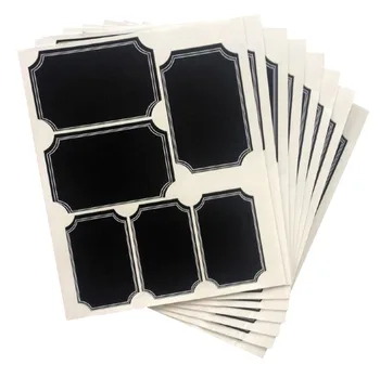 

White Custom Border Blackboard Sticker Craft Kitchen Jar Organizer Labels Chalkboard Chalk Board Stickers Black label Printable