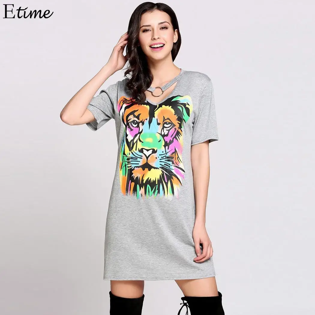 Платье новое Fanala мини женское платье de 2018 festa сексуальное с принтом Vestidos Tiger