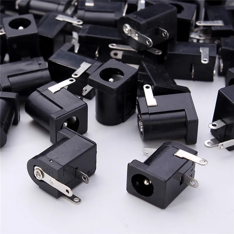 

2018 50Pcs A Set DC-005 Black DC Power Jack Socket Connector DC005 5.5*2.1mm 2.1 Socket Round the Needle Connector