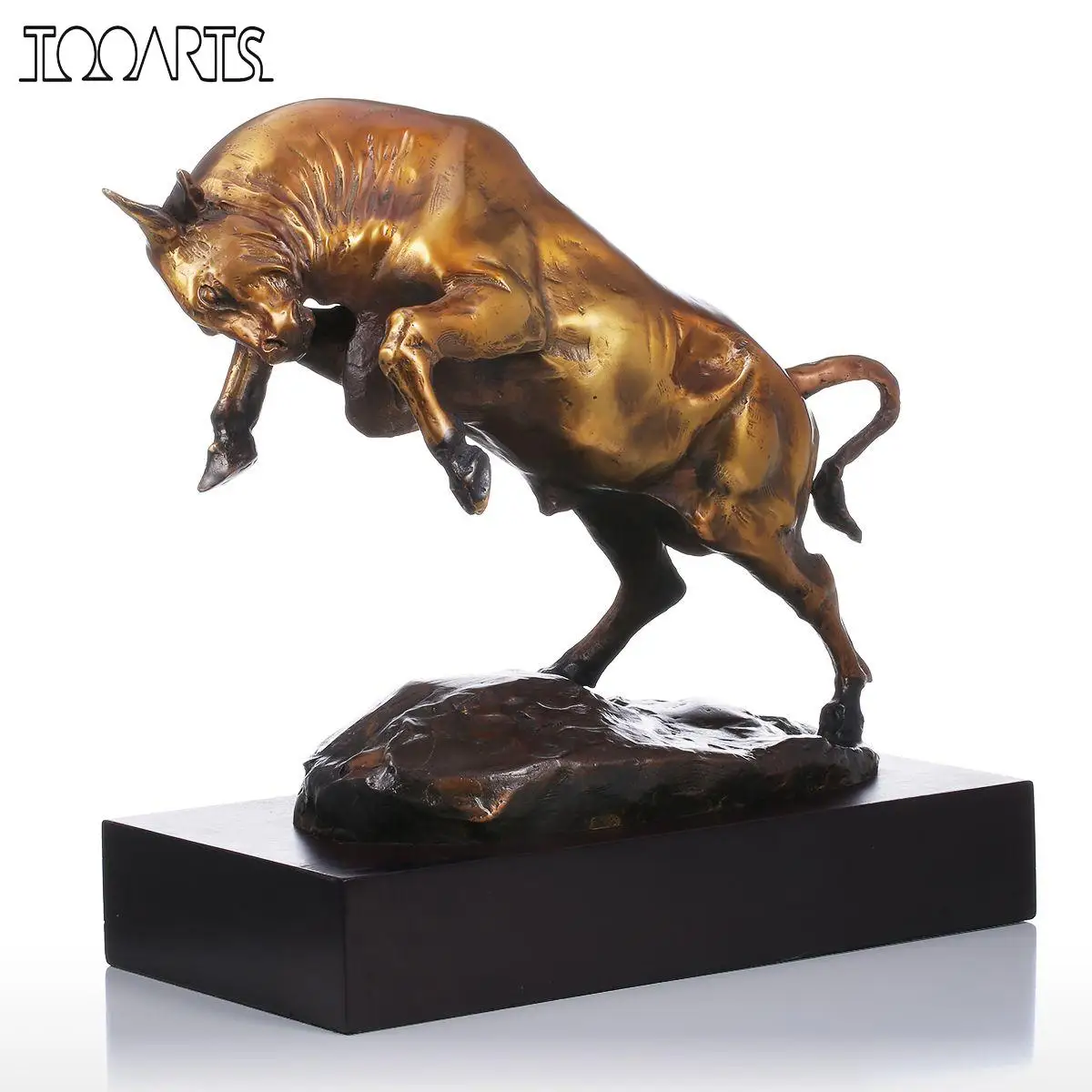 

Tooarts Cow Shape Bronze Sculpture Vigorous Cattle Handmade Bronze Sculpture Modern Art Home Ornament