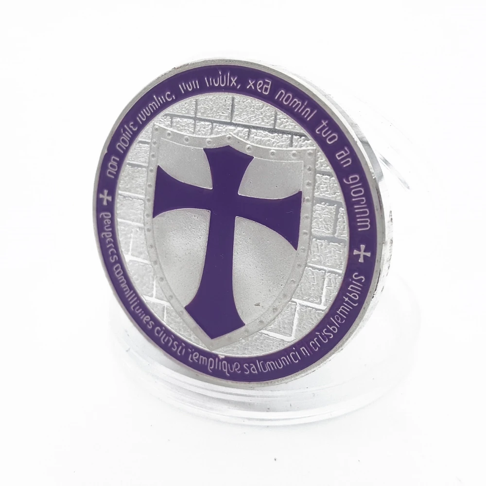 Purple European Knight Coins Cross Birthday Present Coin Collection Medal Souvenir Badge Money Anniversary | Дом и сад