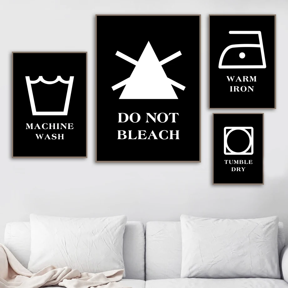 

Do Not Bleach Machine Wash Warm Iron Laundry Wall Art Canvas Painting Nordic Posters And Prints Wall Pictures For Bathroom Decor