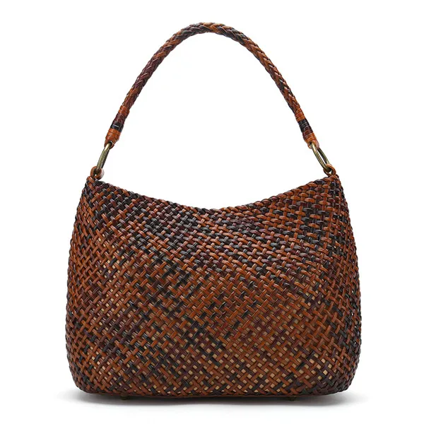 Hand Weave Genuine Leather Handbags Women Fashion Designer Lady