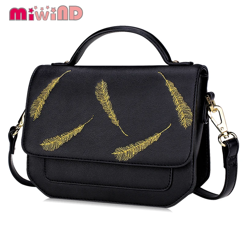 

SJ Brand Women Shoulder Bags Female Messenger Bag Handbags Totes Braccialini Brand Style Handicraft Cartoon Golden Feathers