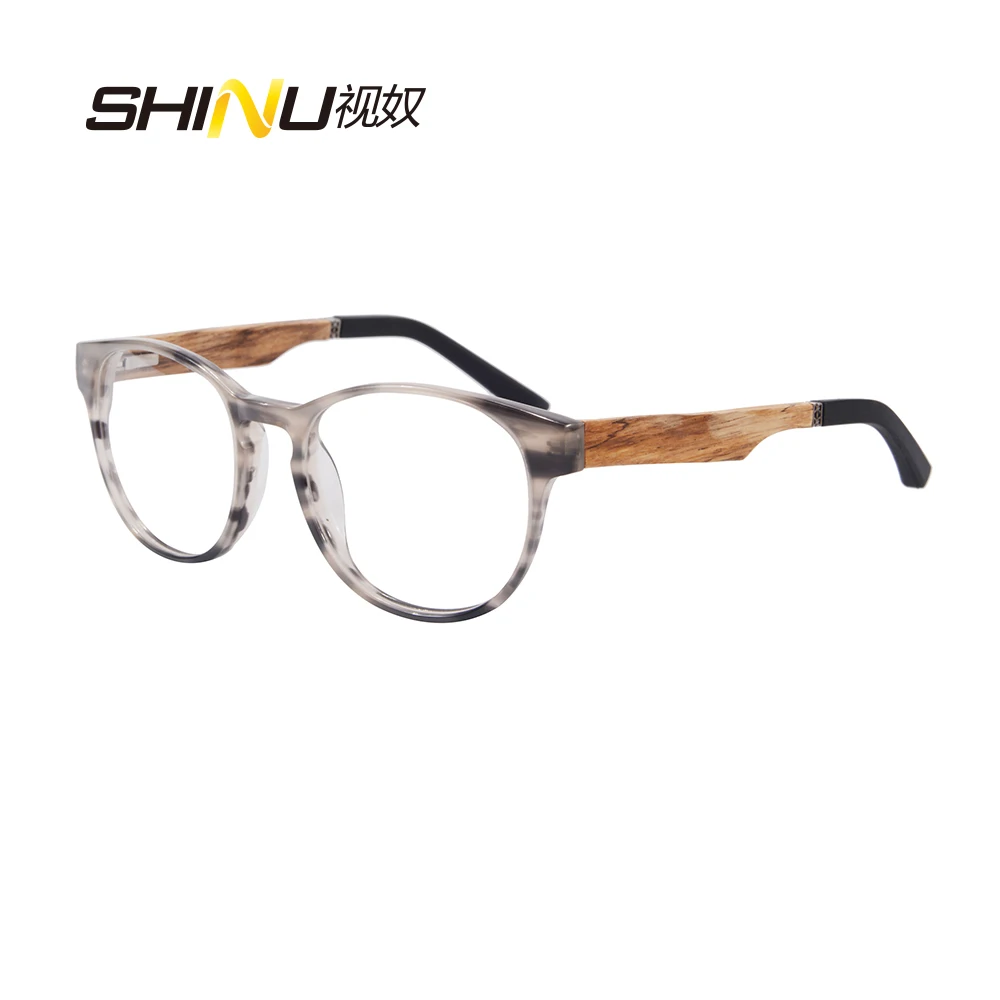 

Retro Round Wooden Legs Computer Reader Anti Blue Light Reading Eyeglasses Noline Progressive Multifocal Reading Glasses ZF110