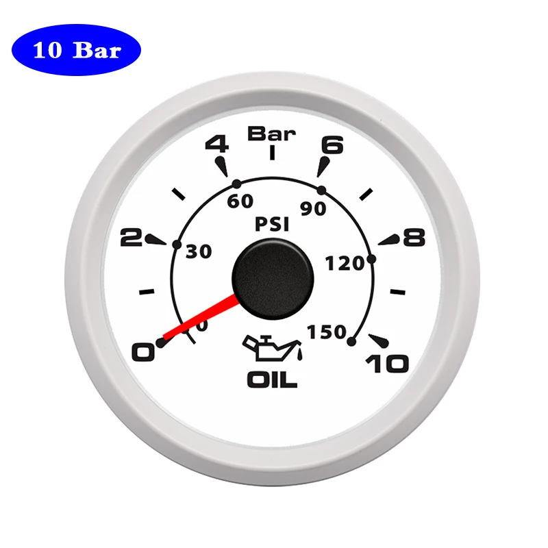 УФ-фильтр 52 мм с рыбьего жира Давление метр прибор измерение масла Пресс индикатор для автомобиля Лодочный Мотор Авто Мото 8-цвет Подсветка 12V 24V - Цвет: WW 10Bar