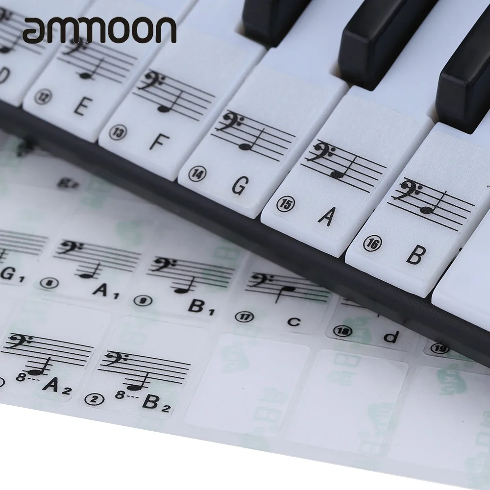 

Piano Sticker Transparent Piano Keyboard Sticker 49/61 Key Electronic Keyboard 88 Key Piano Stave Note Sticker for White Keys