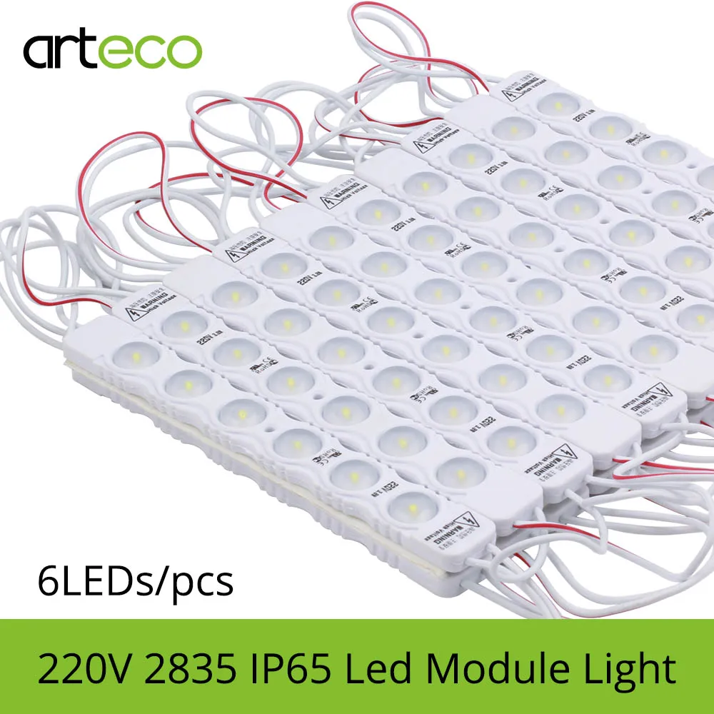 20pcs/lot AC 220V LED Module 2835 6LEDs IP65 Waterproof LED Modules For