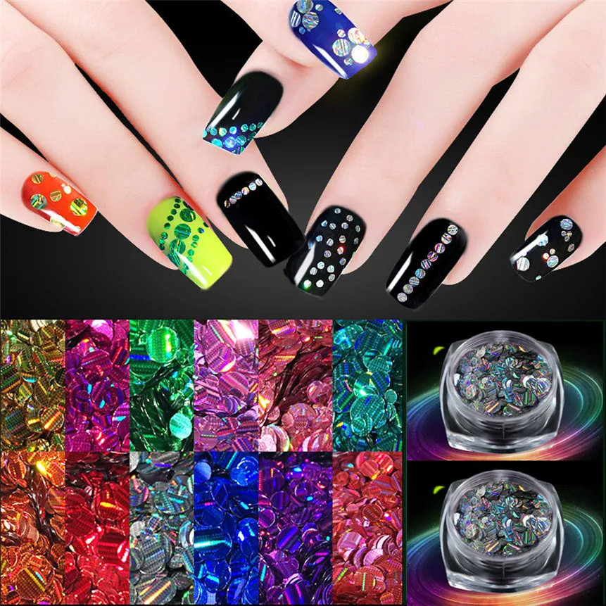 OutTop New Fashion 12PCS Nail Sequins Dazzling Manicure Nail Art