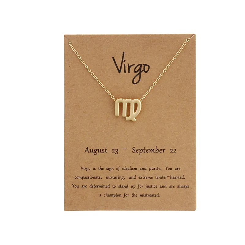 Womens 12 Constellation Chain Pendant Necklaces with Message Gift Card Personalized Jewelry Kaitobe Necklaces for Women 