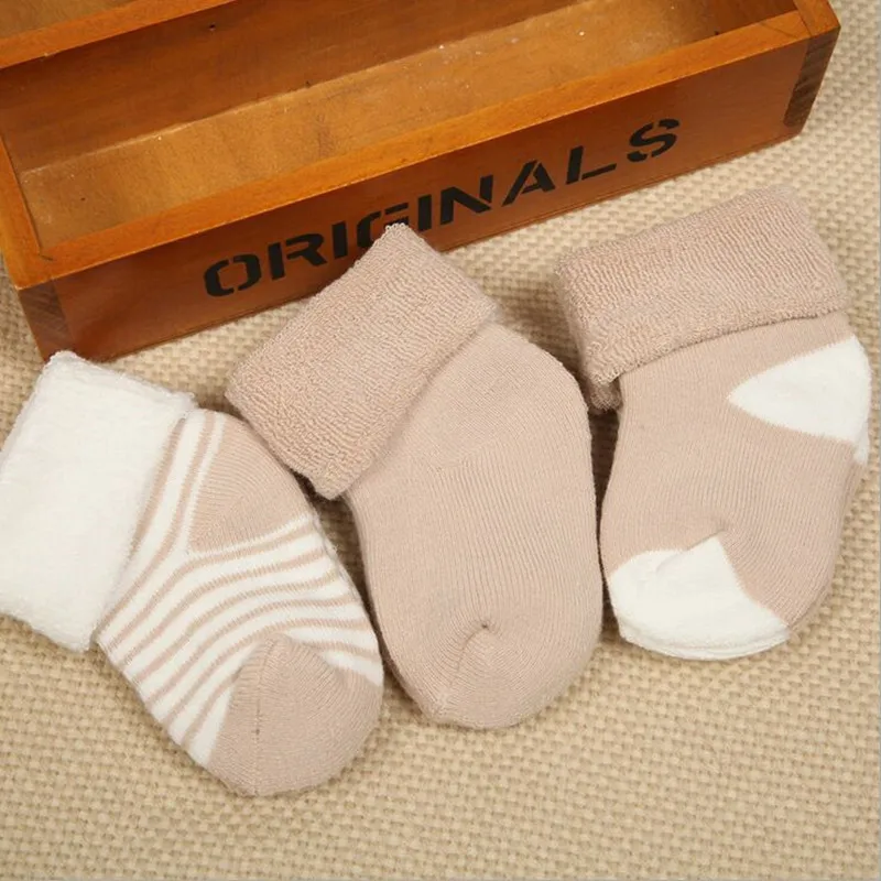 3 пар/лот; хлопковые зимние носки для малышей; теплые мягкие детские носки для новорожденных; 4 цвета