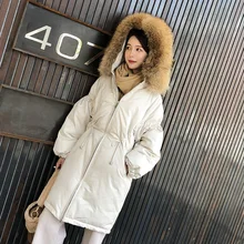 Зимний пуховик женский толстый длинный пуховик с капюшоном