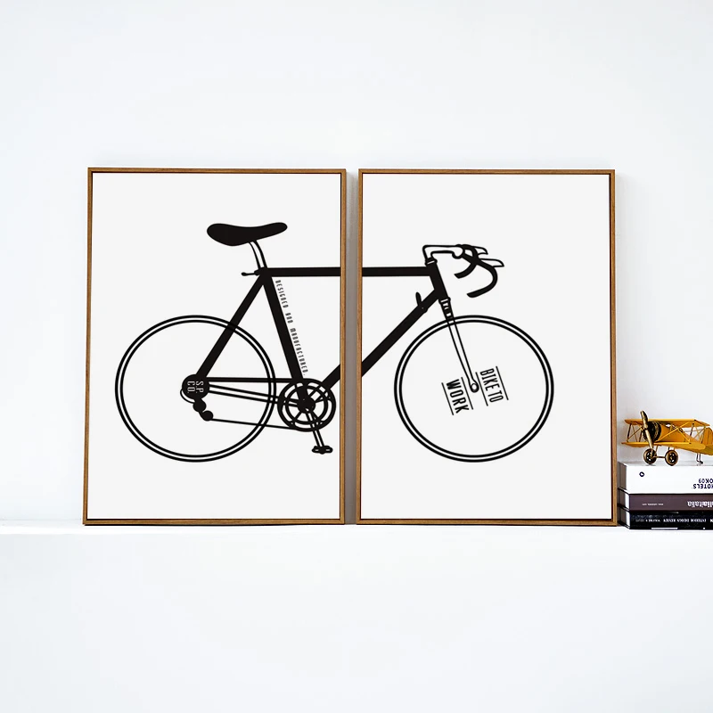 Картина черно белая на холсте с велосипедом А4 и А3 07 г|picture wall|print posterart painting |