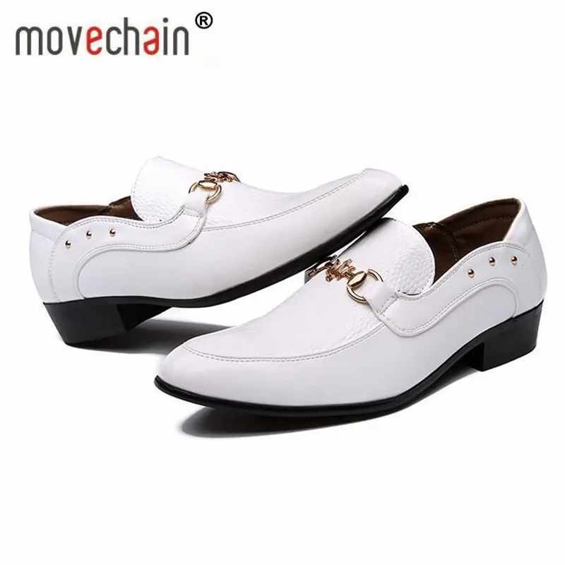 Movechain/модные мужские туфли на плоской подошве из кожи с пряжкой для свадебной