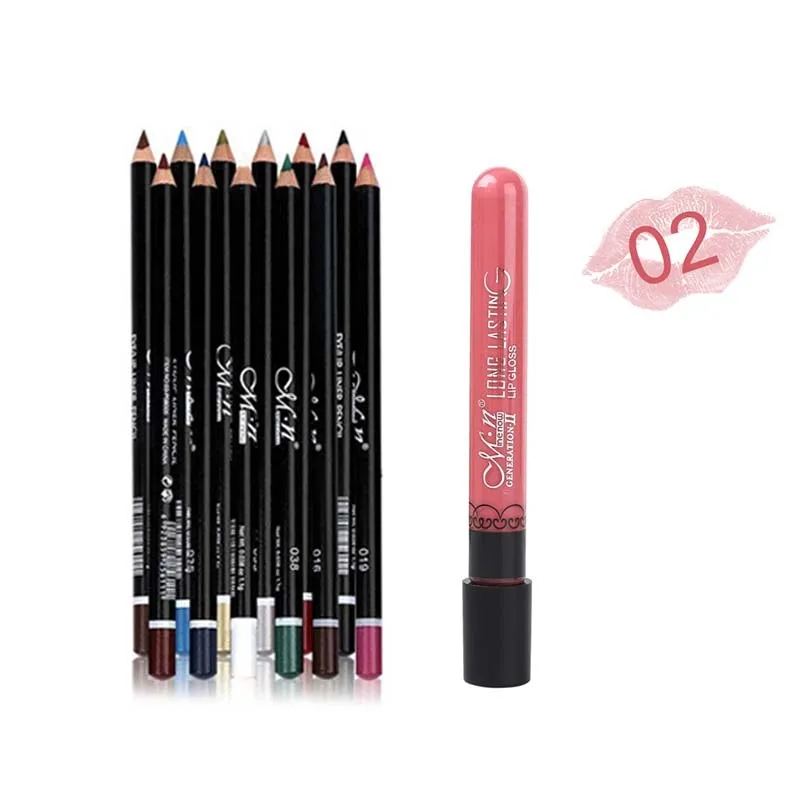 02 MENOW бренд Make up set 12 Цвет подводка для глаз Водонепроницаемый бровей Eye Liner Косметика комплект 5413 - Цвет: 02