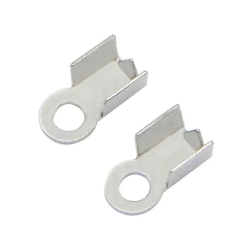 

100pcs Stainless Steel Fold Over Crimp Clamp Clip Loop Bead Cord End Tip Cap Connector for DIY Leather Necklace Jewelry Making