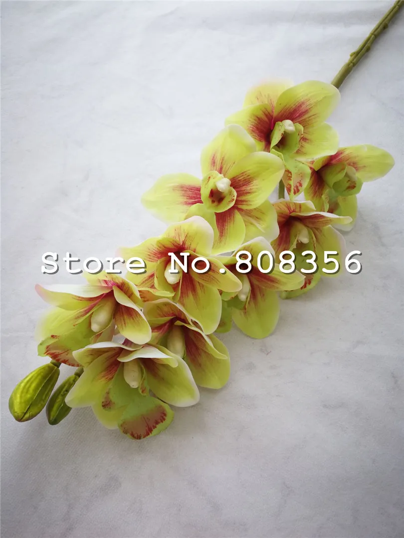 10 p настоящие сенсорные орхидеи PU Cymbidium 10 головок орхидеи цветы белый/розовый/зеленый/фиолетовый украшение в середине стола для свадеб декоративный цветок